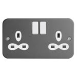 Metal Clad Range 2G 13A Switched Socket-DP