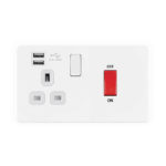 Screwless Flat Profile 45A D.P. Switch   13A Switched Socket with Dual USB Charger (2.4A)