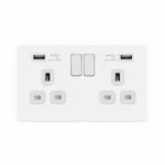 Screwless Flat Profile 2G 13A Switched Socket-DP with 2.4A Dual USB Charger