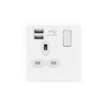 Screwless Flat Profile 1G 13A Switched Socket-SP with 2.4A Dual USB Charger