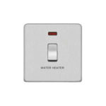 Screwless Flat Profile 1G 20A D.P. Switch with Neon - Printed Water Heater