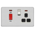 Screwless Flat Profile 45A D.P. Cooker Switch   13A Switched Socket with Neon