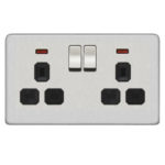 Screwless Flat Profile 2G 13A Switched Socket with Neon-SP