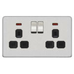 Screwless Flat Profile 2G 13A Switched Socket with Neon-DP