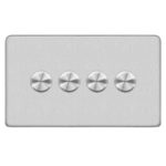 Screwless Flat Profile Universal LED - 4G 2 Way 200W Dimmer Switch - Rotary Push - Trailing Edge