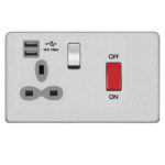 Screwless Flat Profile 45A D.P. Switch   13A Switched Socket with Dual USB Charger (2.4A)