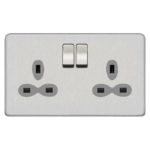 Screwless Flat Profile 2G 13A Switched Socket-SP