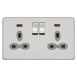 Screwless Flat Profile 2G 13A Switched Socket with Neon-SP