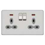 Screwless Flat Profile 2G 13A Switched Socket with Neon-DP