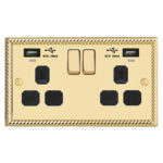 Georgian Profile 2G 13A Switched Socket-SP with USB Charger(2.4A) and Charging indicator