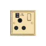 Georgian Profile 1G 15A Switched Socket-SP with USB Charger(2.4A)