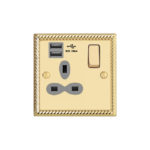 Georgian Slimline 1G 13A Switched Socket-SP with USB Charger(2.4A)