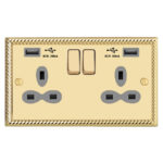 Georgian Slimline 2G 13A Switched Socket-DP with USB Charger(2.4A)