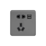 Screwless Curve Profile 10A CCC Socket with Dual USB Charger (2.4A)