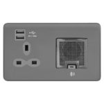 Screwless Curve Slimline 13A Switched Socket Outlets with 2.4A Dual USB Charger and TWS Bluetooth Audio Speaker