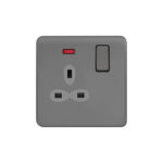 Screwless Curve Slimline 1G 13A Switched Socket with Neon-DP