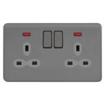 Screwless Curve Slimline 2G 13A Switched Socket with Neon-SP