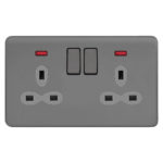 Screwless Curve Slimline 2G 13A Switched Socket with Neon-DP