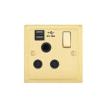 Georgian Profile 1G 15A Switched Socket-SP with USB Charger(2.4A)