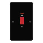 Metal Flat Profile 45A D.P. Switch with Neon - Large Plate