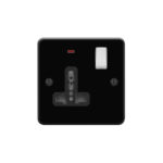 Metal Flat Profile 1G Universal Switched Socket - SP with Neon