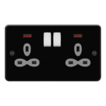Metal Slimline 2G 13A Switched Socket with Neon-SP