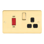 Metal Flat Profile 45A D.P. Cooker Switch   13A Switched Socket