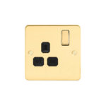Metal Flat Profile 1G 13A Switched Socket-SP
