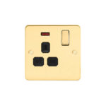 Metal Flat Profile 1G 13A Switched Socket with Neon-DP