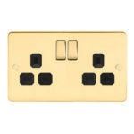 Metal Flat Profile 2G 13A Switched Socket-SP
