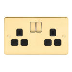 Metal Flat Profile 2G 13A Switched Socket-DP