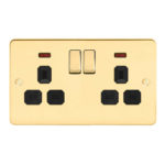 Metal Flat Profile 2G 13A Switched Socket with Neon-SP