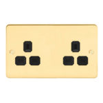 Metal Flat Profile 2G 13A Un-Switched Socket