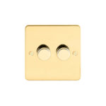 Metal Flat Profile 2G 2 Way 400W Dimmer Switch - Rotary Push