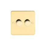 Metal Flat Profile Universal LED - 2G 2 Way 200W Dimmer Switch - Rotary Push - Trailing Edge