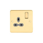 Metal Slimline 1G 13A Switched Socket-SP