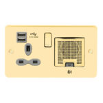 Metal Slimline 13A Switched Socket Outlets with 2.4A Dual USB Charger and TWS Bluetooth Audio Speaker