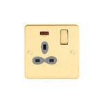 Metal Slimline 1G 13A Switched Socket with Neon-DP