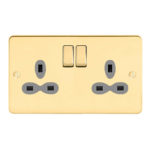 Metal Slimline 2G 13A Switched Socket-SP