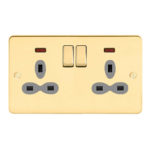 Metal Slimline 2G 13A Switched Socket with Neon-SP