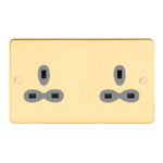 Metal Slimline 2G 13A Un-Switched Socket