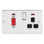 Metal Flat Profile 45A D.P. Cooker Switch   13A Switched Socket with Neon