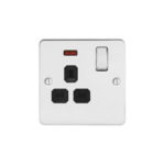 Metal Flat Profile 1G 13A Switched Socket with Neon-SP
