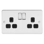 Metal Flat Profile 2G 13A Switched Socket-SP