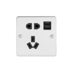 Metal Flat Profile 10A CCC Socket with Dual USB Charger