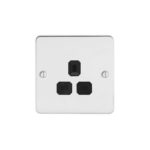Metal Flat Profile 1G 13A Un-Switched Socket