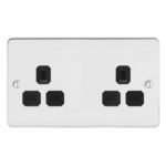 Metal Flat Profile 2G 13A Un-Switched Socket