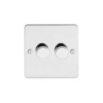 Metal Flat Profile Universal LED - 2G 2 Way 200W Dimmer Switch - Rotary Push - Trailing Edge