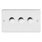 Metal Flat Profile Universal LED - 3G 2 Way 200W Dimmer Switch - Rotary Push - Trailing Edge