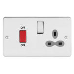 Metal Slimline 45A D.P. Cooker Switch   13A Switched Socket
